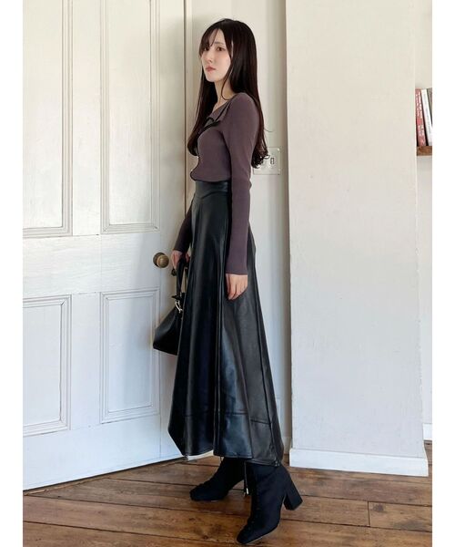 MERCURYDUO（マーキュリーデュオ）の「ダブルカラーフェイクレイヤードリブニット（ニット/セーター・レディース・ライトブルー/ダークブラウン/グレー・FREE）」の16枚目の写真