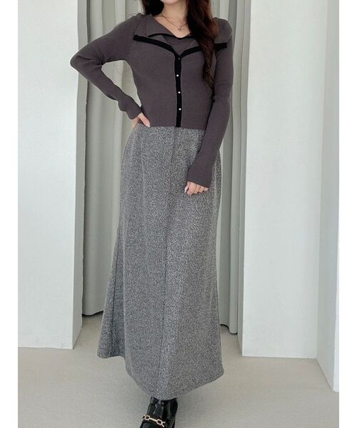 MERCURYDUO（マーキュリーデュオ）の「ダブルカラーフェイクレイヤードリブニット（ニット/セーター・レディース・ライトブルー/ダークブラウン/グレー・FREE）」の18枚目の写真