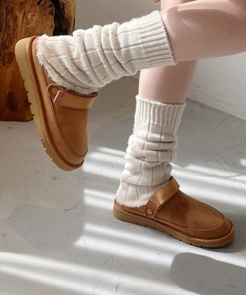 ORiental TRaffic（オリエンタルトラフィック）の「＼ 厚底 スリッポン ／ ほかほか ムートン ベルト サンダル /55302　軽量（スリッポン・レディース・ブルー/ブラック/キャメル・S/M/L/LL）」の3枚目の写真