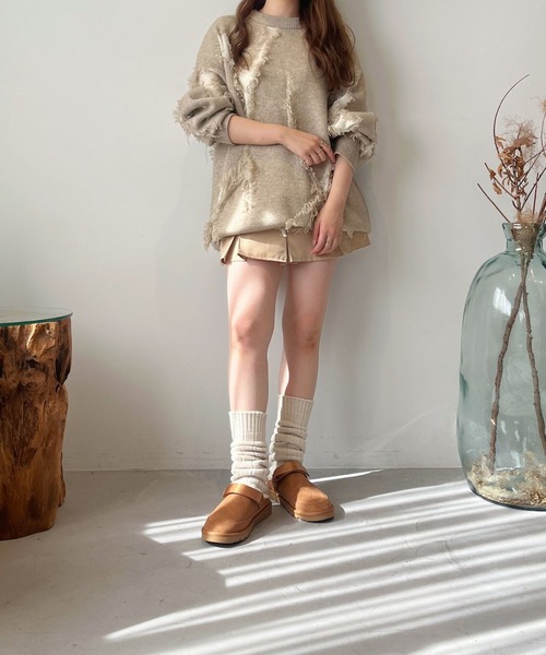 セール】＼ 厚底 スリッポン ／ ほかほか ムートン ベルト サンダル