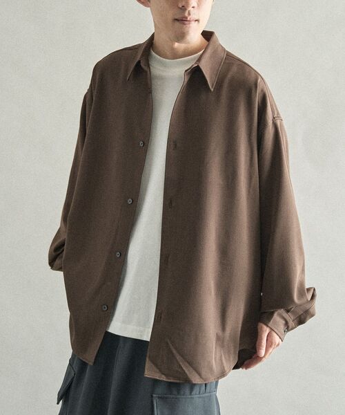 CRAFT STANDARD BOUTIQUE（クラフトスタンダードブティック）の「TRウールライクシャツ（シャツ/ブラウス・メンズ・その他9/ブラウン/ブラック/ストライプ・S/L/M）」の2枚目の写真