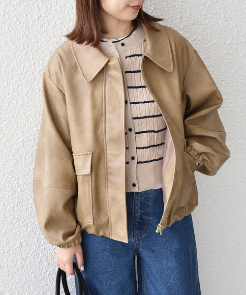 あると様　ベージュ　ジャケット セール】SHIPS Colors:バイカー ジャケット（その他アウター）｜SHIPS