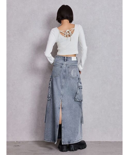 GYDA（ジェイダ）の「2WAYレースアップラメテレコトップス（Tシャツ/カットソー・レディース・ブラック/オフホワイト・FREE）」の10枚目の写真