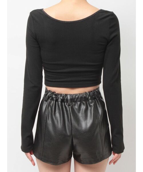 GYDA（ジェイダ）の「2WAYレースアップラメテレコトップス（Tシャツ/カットソー・レディース・ブラック/オフホワイト・FREE）」の17枚目の写真