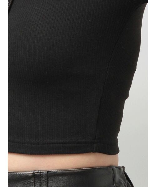 GYDA（ジェイダ）の「2WAYレースアップラメテレコトップス（Tシャツ/カットソー・レディース・ブラック/オフホワイト・FREE）」の20枚目の写真