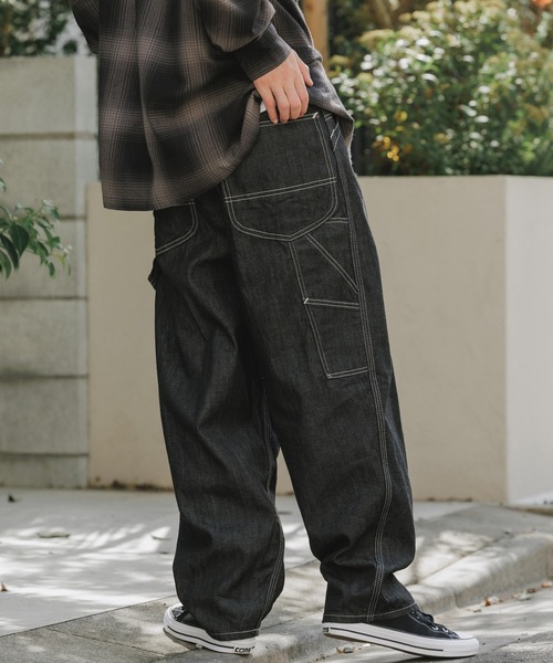 SKEWed(スキュー)の「SKEWed/スキュー スキュー加工 コットンデニム ペインターダンガリーパンツ(デニムパンツ・メンズ・ブラック/インディゴブルー・34/30/32)」の8枚目の写真