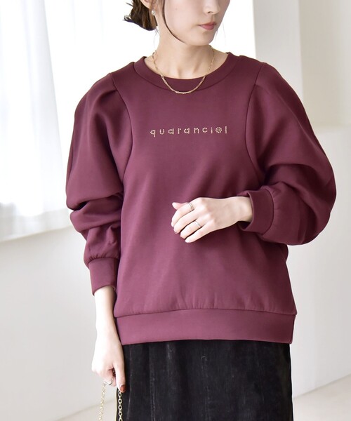 quaranciel(カランシエル)の「quaranciel:〈洗濯機可能〉スタッズ ロゴ ダンボール スウェット プルオーバー(スウェット・レディース・ベージュ/ネイビー/ワイン・ONE SIZE)」の16枚目の写真