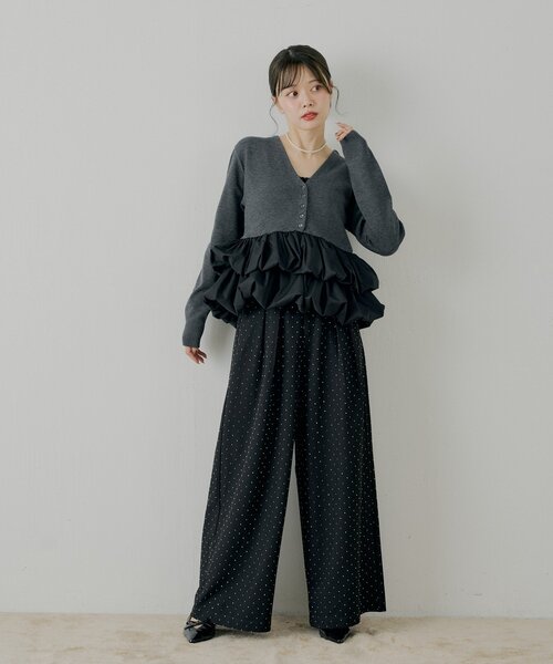 Chico（チコ）の「【SALON by Chico】フリルドッキングチュニック（ニット/セーター・レディース・ブラック/ベージュ/アイボリー・FREE）」の7枚目の写真