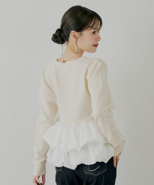 SALON by Chico】フリルドッキングチュニック（ニット/セーター