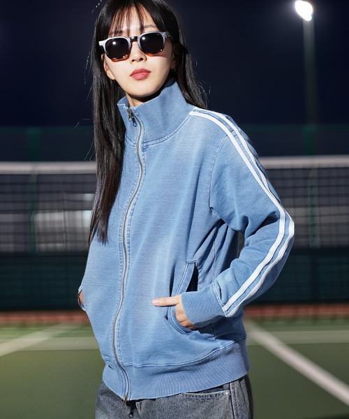 セール】スウェットデニム トラックジャケット ブルゾン（デニム