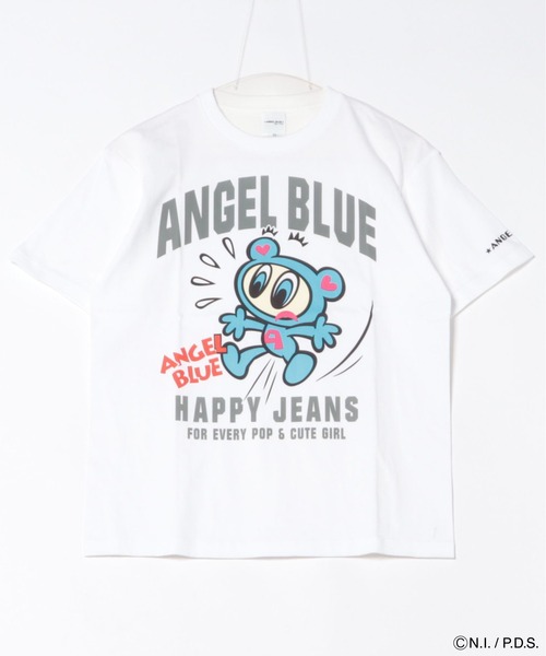 ANGEL BLUE(エンジェルブルー)の「エンジェルブルー Tシャツ HAPPYJEANS(Tシャツ/カットソー・レディース・ブルー系/ブラック系/ホワイト系・L/XS/S/M)」の1枚目の写真