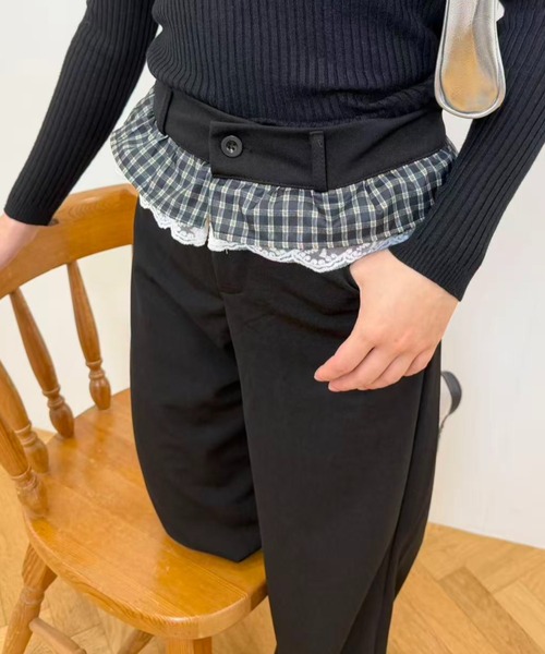 mebole(メボレ)の「ウエストフリルワイドパンツ(その他パンツ・レディース・ブラック・MEDIUM/LARGE)」の1枚目の写真