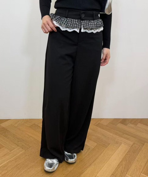 mebole(メボレ)の「ウエストフリルワイドパンツ(その他パンツ・レディース・ブラック・MEDIUM/LARGE)」の2枚目の写真