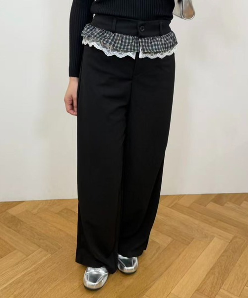 mebole(メボレ)の「ウエストフリルワイドパンツ(その他パンツ・レディース・ブラック・MEDIUM/LARGE)」の4枚目の写真