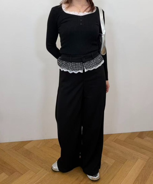 mebole(メボレ)の「ウエストフリルワイドパンツ(その他パンツ・レディース・ブラック・MEDIUM/LARGE)」の9枚目の写真