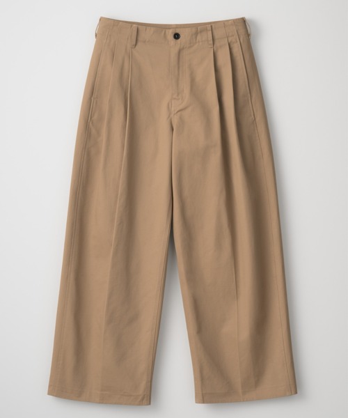 THE CLE(ザクレ)の「TWO TUCK COTTON WIDE PANTS / 2タックコットンワイドパンツ【2タック】【ワイド】【コットン】 チノパン チノパンツ パンツ メンズ(チノパンツ・メンズ・ネイビー/ベージュ・LARGE/MEDIUM/SMALL)」の1枚目の写真