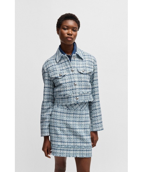 セール】クロップド ツイードジャケット メタリックボタン（テーラード