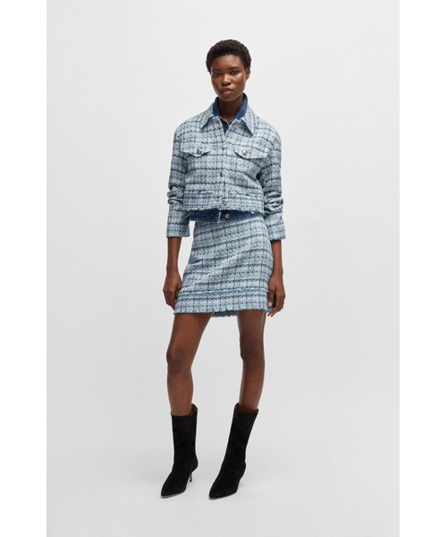 セール】クロップド ツイードジャケット メタリックボタン（テーラード