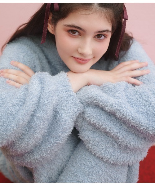 PEACH JOHN(ピーチジョン)の「ホイップリーレースリボンパジャマ(ルームウェア/パジャマ・レディース・グレイッシュベージュ/ブルー・ONE SIZE)」の9枚目の写真