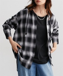 Soiunique | ゆったりサイズフード付きチェックシャツ　［Soiunique］(シャツ/ブラウス)