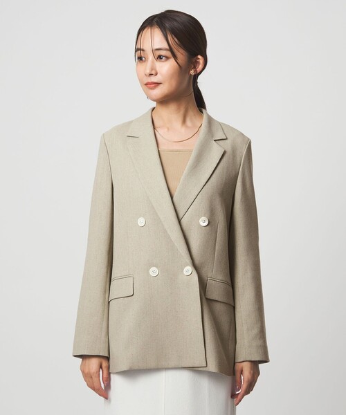 green label relaxing（グリーンレーベルリラクシング）の「［size SHORTあり］Greed グリード メランジ ダブル ジャケット（テーラードジャケット・レディース・ベージュ・SHORT/36/38/40）」の2枚目の写真