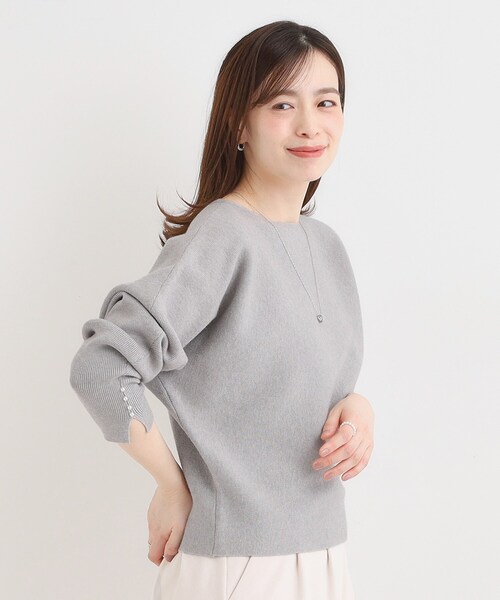 DRESKIP（ドレスキップ）の「【洗濯機可】女性らしさ溢れる もちもちタッチが心地よい ドルマンニット（ニット/セーター・レディース・ブルー系その他/ライトグレー/ワインレッド/アイボリー/ブラック・00）」の7枚目の写真