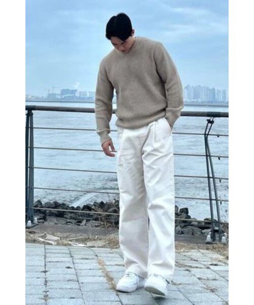 セール】ワンタックワイドコーデュロイバンディングパンツ [アイボリー