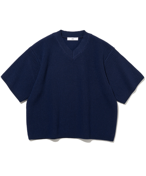 Steeple V‑neck knit [Deep Navy] — трикотажный V‑образный свитер (глубокий синий)
