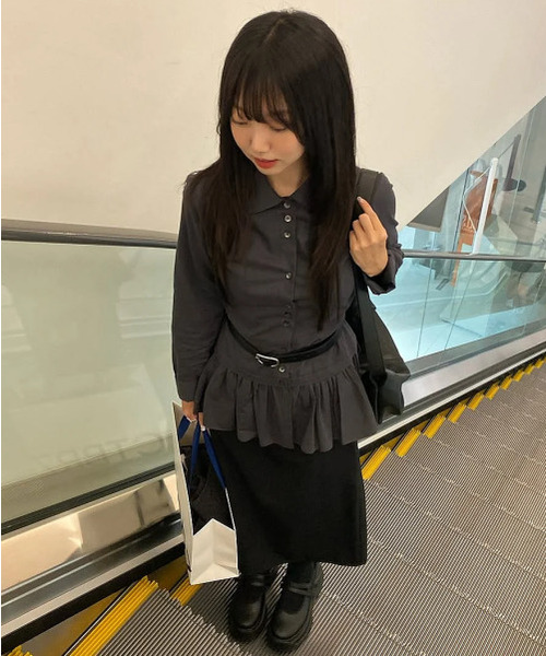 FLAREUP（フレアアップ）の「Dani Frill Shirts (FL-188_Charcoal)（シャツ/ブラウス・レディース・チャコール・1/2）」の4枚目の写真