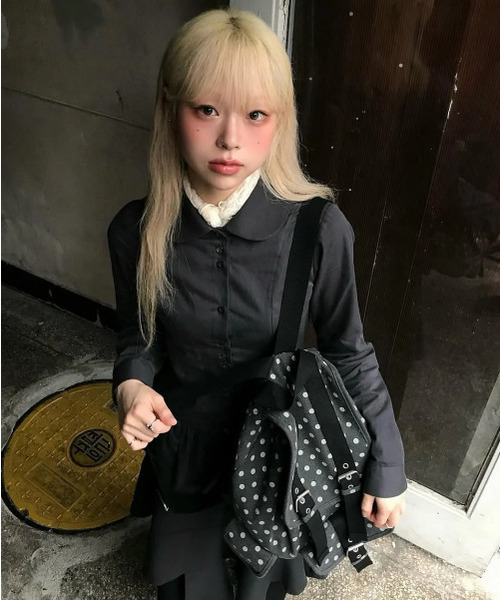 FLAREUP（フレアアップ）の「Dani Frill Shirts (FL-188_Charcoal)（シャツ/ブラウス・レディース・チャコール・1/2）」の5枚目の写真