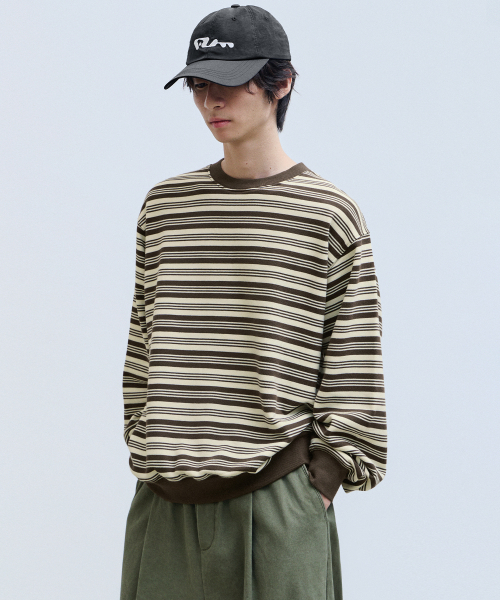 F.ILLUMINATE(フィルミネイト)の「モノストライプスウェットシャツ-ブラウン(スウェット・レディース・その他・SMALL/MEDIUM/LARGE)」の3枚目の写真