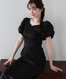 BLUEEAST | 《新色追加/ジャガード素材/M・L展開》ハートネックワンピース 結婚式 成人式 二次会 同窓会 セレモニー パーティードレス オケージョンドレス お呼ばれ 20代 30代(ドレス)