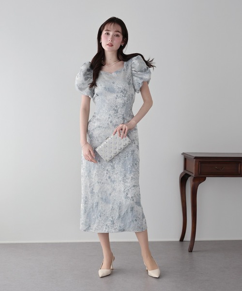 BLUEEAST（ブルーイースト）の「《新色追加/ジャガード素材》ハートネックワンピース 結婚式 成人式 二次会 同窓会 セレモニー パーティードレス オケージョンドレス お呼ばれ 20代 30代（ドレス・レディース・ブラック/グレー/ブラック系/ブルー系/ピンク系・MEDIUM/LARGE）」の8枚目の写真