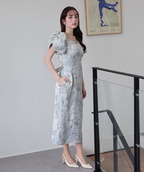 BLUEEAST（ブルーイースト）の「《新色追加/ジャガード素材》ハートネックワンピース 結婚式 成人式 二次会 同窓会 セレモニー パーティードレス オケージョンドレス お呼ばれ 20代 30代（ドレス・レディース・ブラック/グレー/ブラック系/ブルー系/ピンク系・MEDIUM/LARGE）」の9枚目の写真