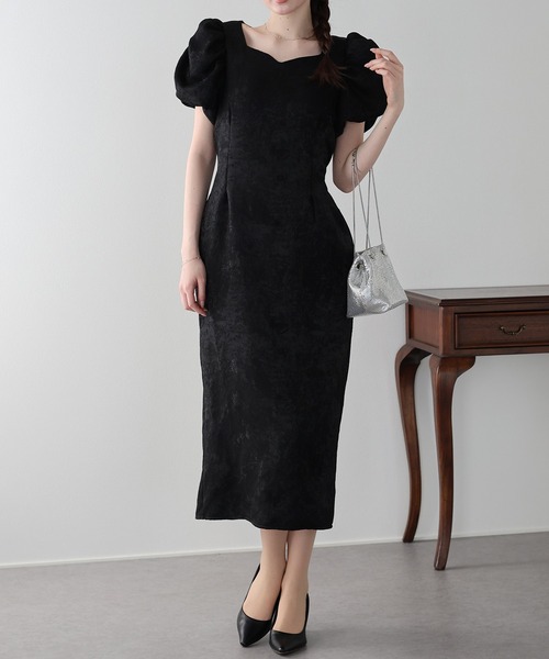 BLUEEAST（ブルーイースト）の「《新色追加/ジャガード素材》ハートネックワンピース 結婚式 成人式 二次会 同窓会 セレモニー パーティードレス オケージョンドレス お呼ばれ 20代 30代（ドレス・レディース・ブラック/グレー/ブラック系/ブルー系/ピンク系・MEDIUM/LARGE）」の15枚目の写真