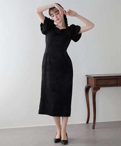 BLUEEAST（ブルーイースト）の「《新色追加/ジャガード素材》ハートネックワンピース 結婚式 成人式 二次会 同窓会 セレモニー パーティードレス オケージョンドレス お呼ばれ 20代 30代（ドレス・レディース・ブラック/グレー/ブラック系/ブルー系/ピンク系・MEDIUM/LARGE）」の14枚目の写真