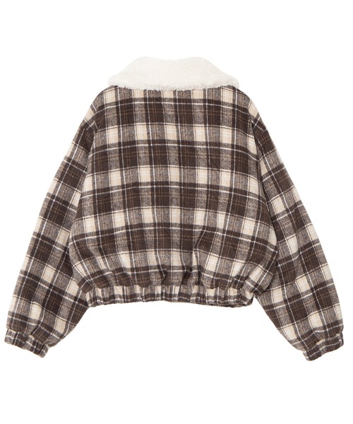 PUNYUS(プニュズ)の「ボア襟チェック柄ブルゾン(ブルゾン・レディース・ブラウン/ブルー/グリーン・1/5/4/3/2)」の9枚目の写真