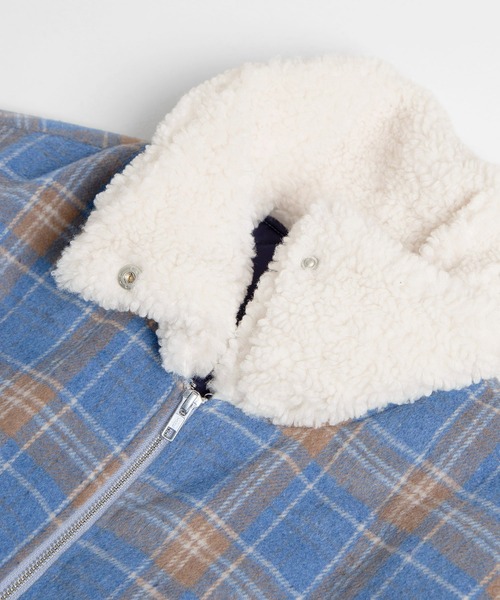 PUNYUS(プニュズ)の「ボア襟チェック柄ブルゾン(ブルゾン・レディース・ブラウン/ブルー/グリーン・1/5/4/3/2)」の13枚目の写真
