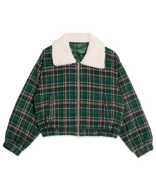 PUNYUS(プニュズ)の「ボア襟チェック柄ブルゾン(ブルゾン・レディース・ブラウン/ブルー/グリーン・1/5/4/3/2)」の16枚目の写真
