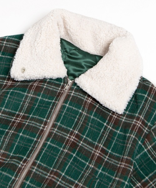 PUNYUS(プニュズ)の「ボア襟チェック柄ブルゾン(ブルゾン・レディース・ブラウン/ブルー/グリーン・1/5/4/3/2)」の17枚目の写真