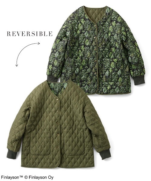 シロップ．（シロップ．）の「フィンレイソン　キルティングリバーシブルコート〈サドウッサ〉（その他アウター・レディース・グリーン系その他・LL/L/M/3L）」の2枚目の写真