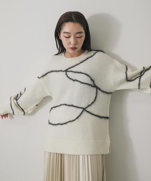 SENSE OF PLACE by URBAN RESEARCH（センスオブプレイスバイアーバンリサーチ）の「シャギーラインルーズニット（ニット/セーター・レディース・グレー/アイボリー/ブラウン・ONE）」の14枚目の写真
