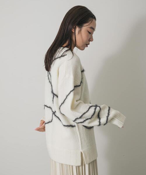 SENSE OF PLACE by URBAN RESEARCH（センスオブプレイスバイアーバンリサーチ）の「シャギーラインルーズニット（ニット/セーター・レディース・グレー/アイボリー/ブラウン・ONE）」の16枚目の写真