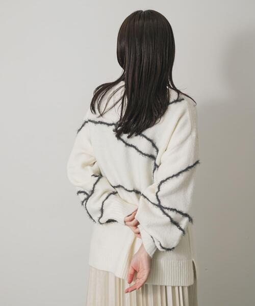 SENSE OF PLACE by URBAN RESEARCH（センスオブプレイスバイアーバンリサーチ）の「シャギーラインルーズニット（ニット/セーター・レディース・グレー/アイボリー/ブラウン・ONE）」の17枚目の写真