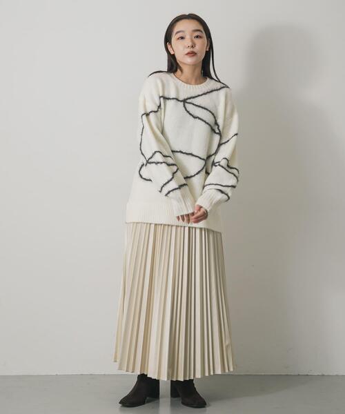 SENSE OF PLACE by URBAN RESEARCH（センスオブプレイスバイアーバンリサーチ）の「シャギーラインルーズニット（ニット/セーター・レディース・グレー/アイボリー/ブラウン・ONE）」の18枚目の写真