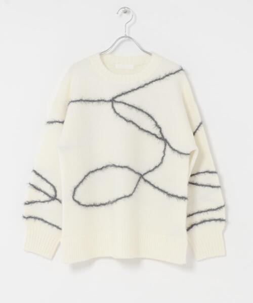 SENSE OF PLACE by URBAN RESEARCH（センスオブプレイスバイアーバンリサーチ）の「シャギーラインルーズニット（ニット/セーター・レディース・グレー/アイボリー/ブラウン・ONE）」の19枚目の写真