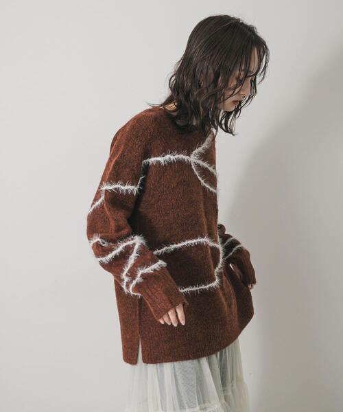 SENSE OF PLACE by URBAN RESEARCH（センスオブプレイスバイアーバンリサーチ）の「シャギーラインルーズニット（ニット/セーター・レディース・グレー/アイボリー/ブラウン・ONE）」の22枚目の写真