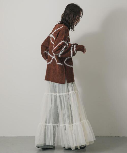 SENSE OF PLACE by URBAN RESEARCH（センスオブプレイスバイアーバンリサーチ）の「シャギーラインルーズニット（ニット/セーター・レディース・グレー/アイボリー/ブラウン・ONE）」の8枚目の写真