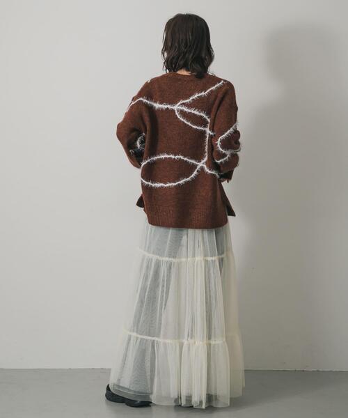 SENSE OF PLACE by URBAN RESEARCH（センスオブプレイスバイアーバンリサーチ）の「シャギーラインルーズニット（ニット/セーター・レディース・グレー/アイボリー/ブラウン・ONE）」の9枚目の写真
