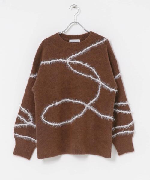 SENSE OF PLACE by URBAN RESEARCH（センスオブプレイスバイアーバンリサーチ）の「シャギーラインルーズニット（ニット/セーター・レディース・グレー/アイボリー/ブラウン・ONE）」の10枚目の写真